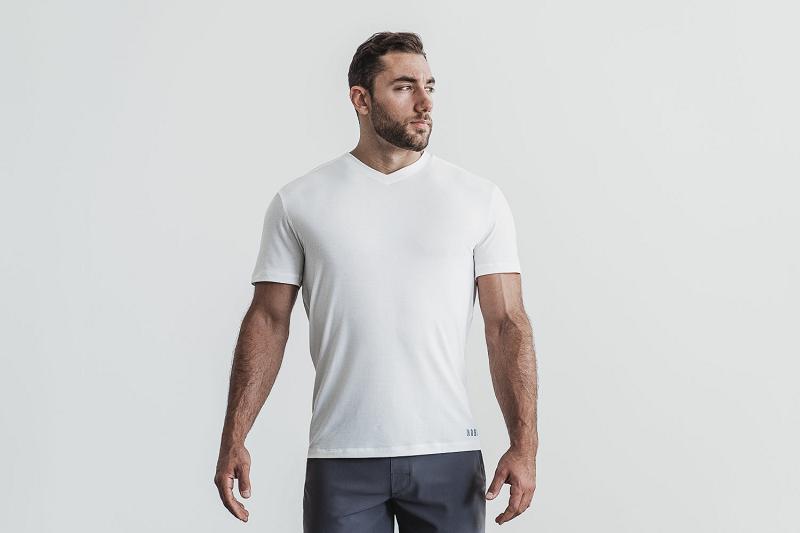 Men's Nobull V-Neck Tee Tanks White | SG H2549A